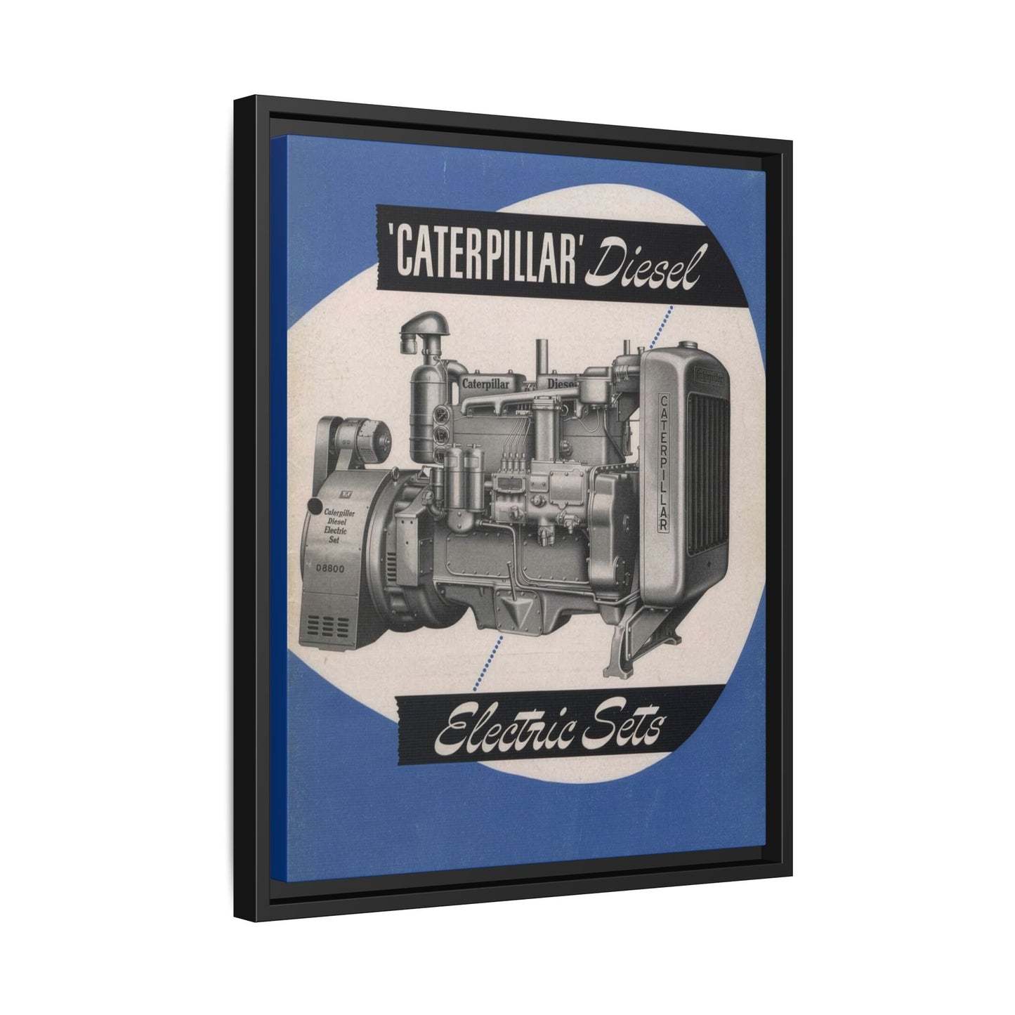 Diesel Electric Generator Vintage Dealership Sign on Framed  Matte Canvas
