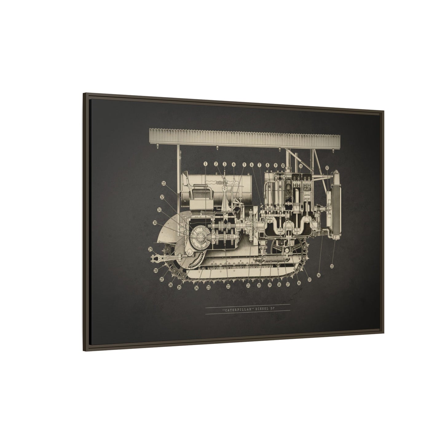 Vintage D7 Crawler Cutaway | Framed Wall Art on Matte Canvas
