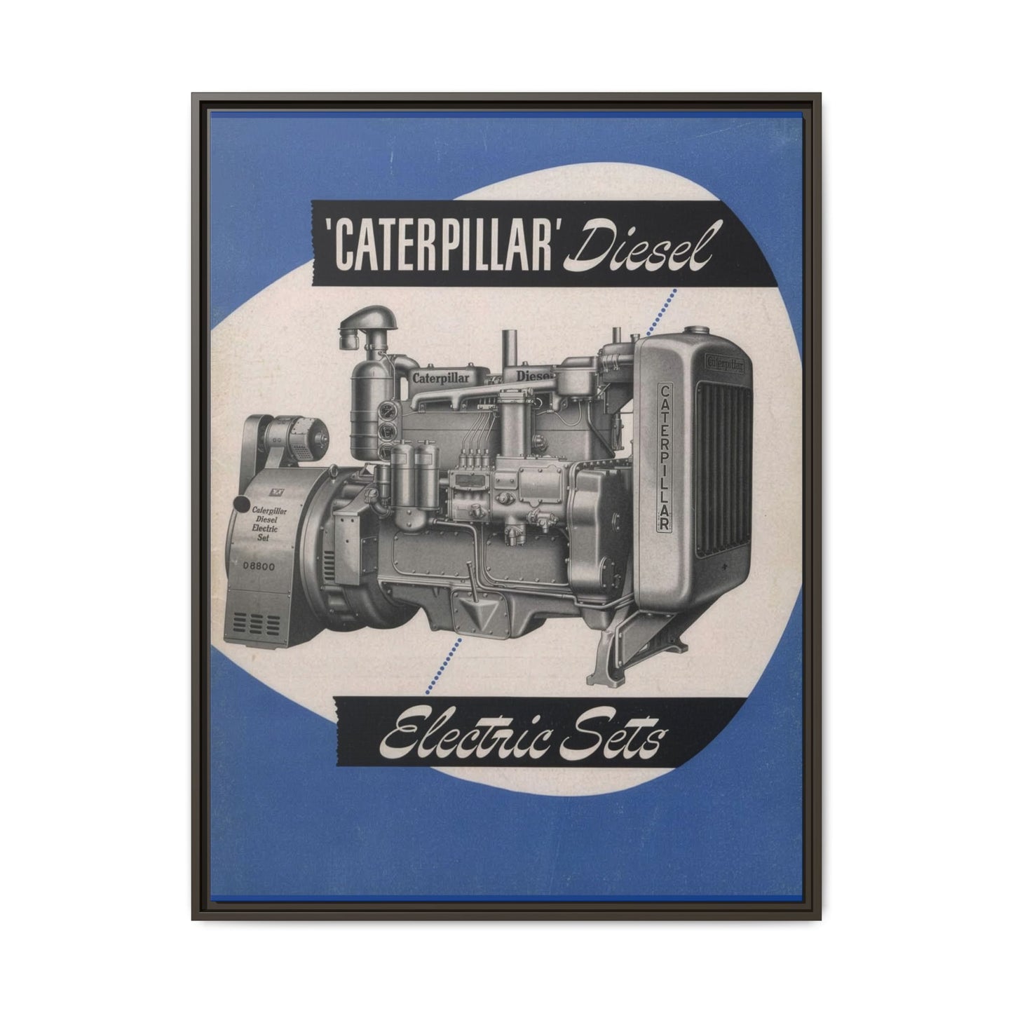 Diesel Electric Generator Vintage Dealership Sign on Framed  Matte Canvas
