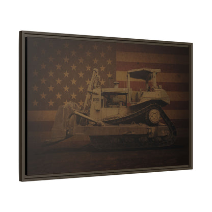 Patriotic D8N Classic Dozer | Framed Wall Art on Stretched Canvas