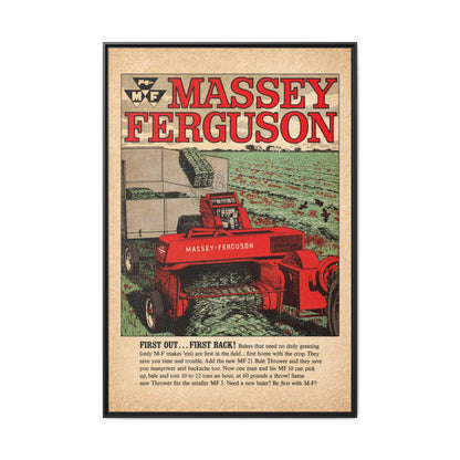 Massey Ferguson Tractor Poster Matte Canvas Framed | Vintage Farm Machinery Print