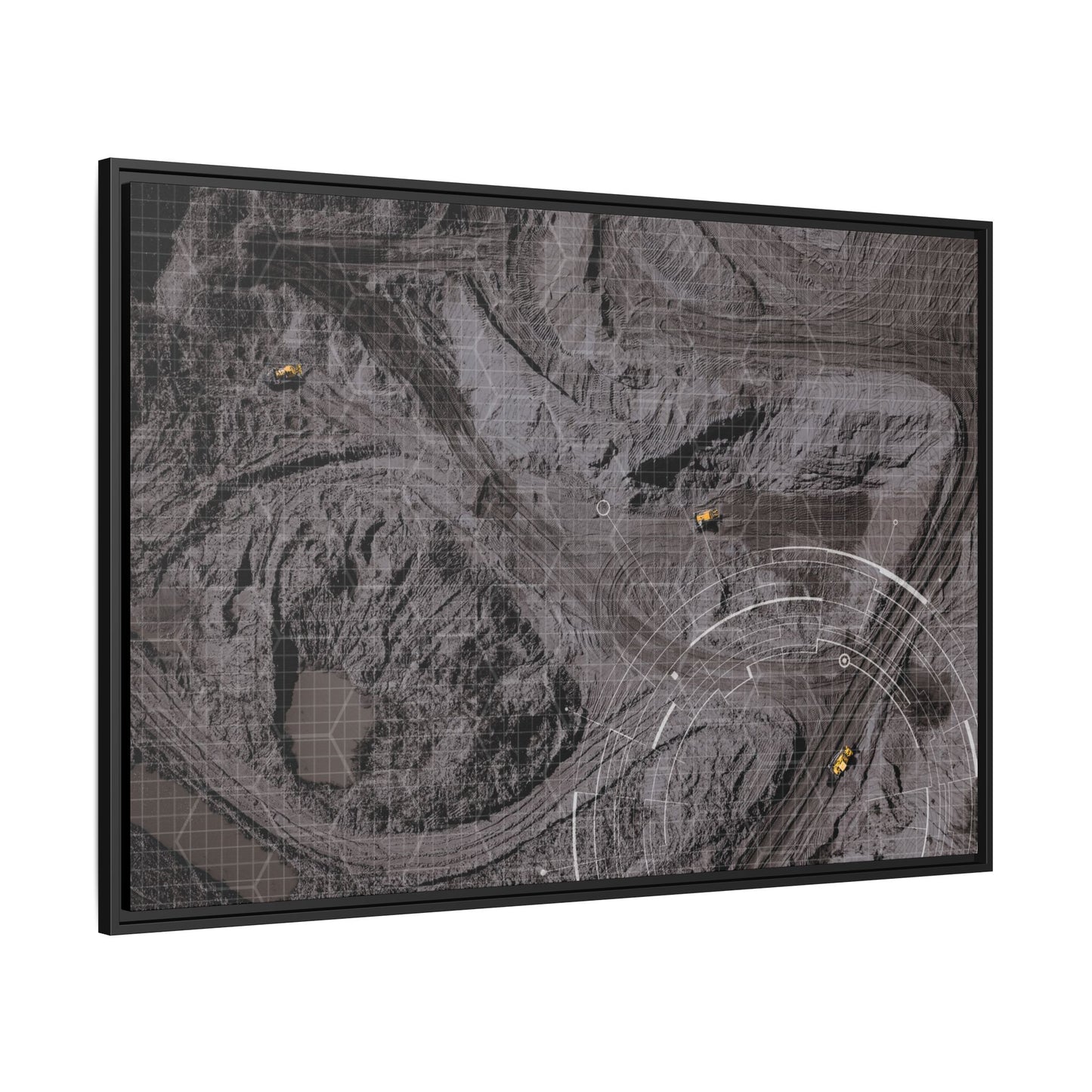 Drone Mining Construction Site - Photo Art Framed on Stretched Canvas