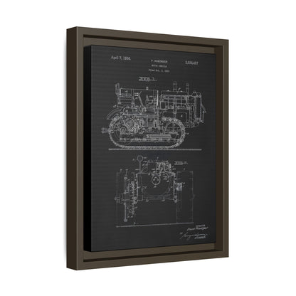 Vintage Dozer Rudiger Patent Drawing, Framed Wall Art on Canvas