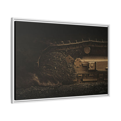 D7E Dozer Undercarriage Action | Framed Wall Art on Stretched Canvas