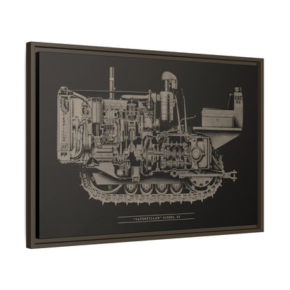 Vintage Caterpillar D2 Cutaway Drawing | Framed Wall Art on Stretched Canvas