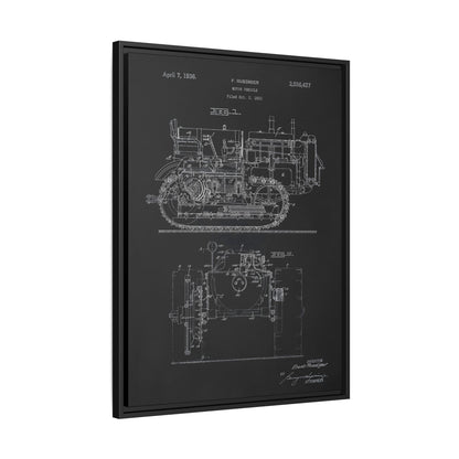 Vintage Dozer Rudiger Patent Drawing, Framed Wall Art on Canvas