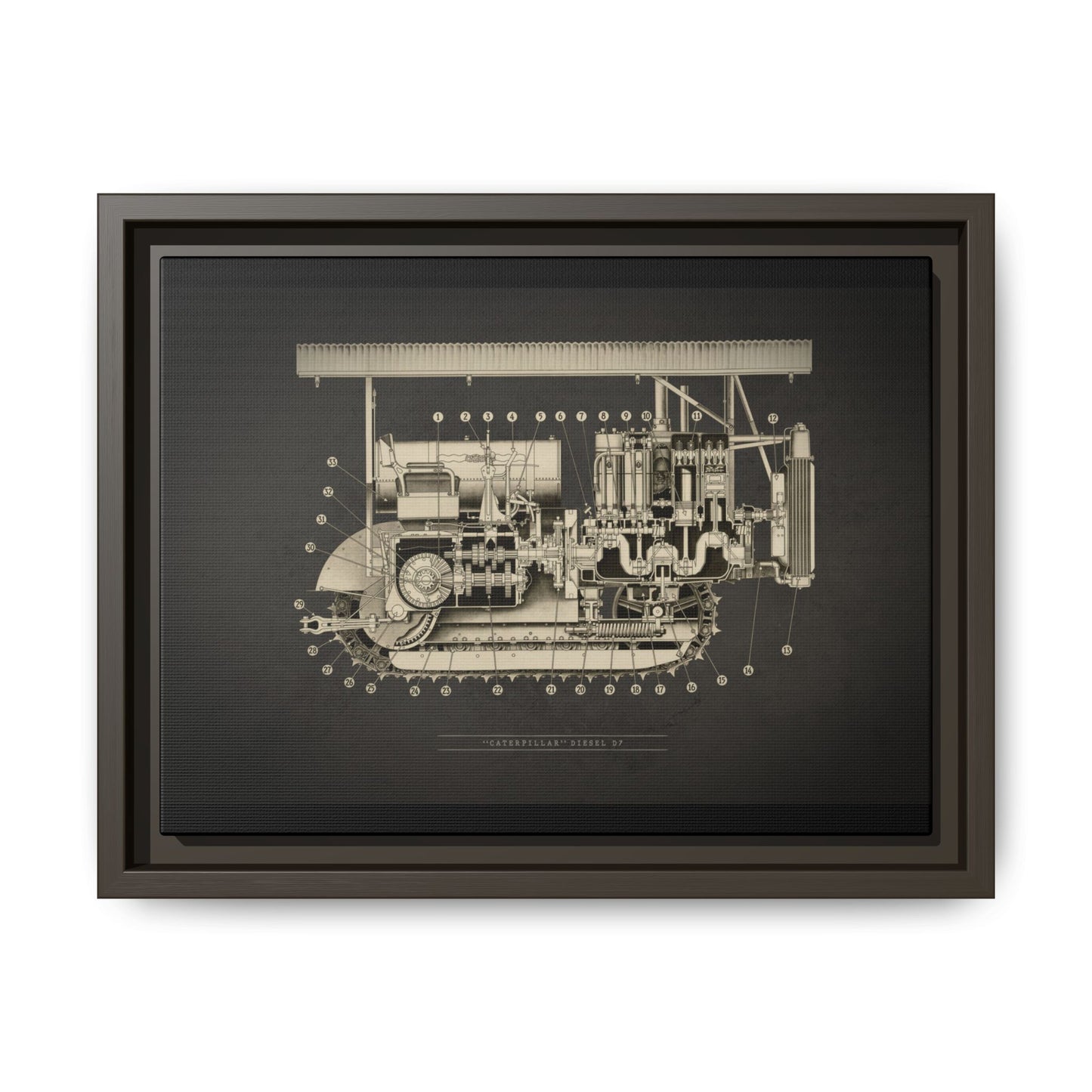Vintage D7 Crawler Cutaway | Framed Wall Art on Matte Canvas