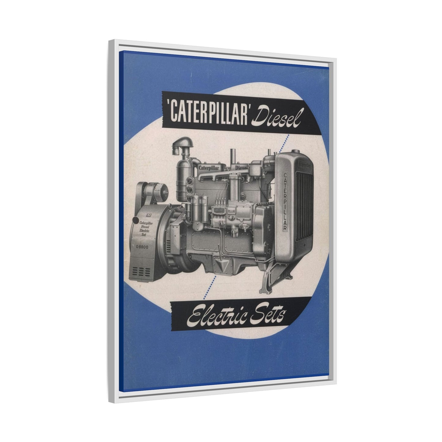 Diesel Electric Generator Vintage Dealership Sign on Framed  Matte Canvas