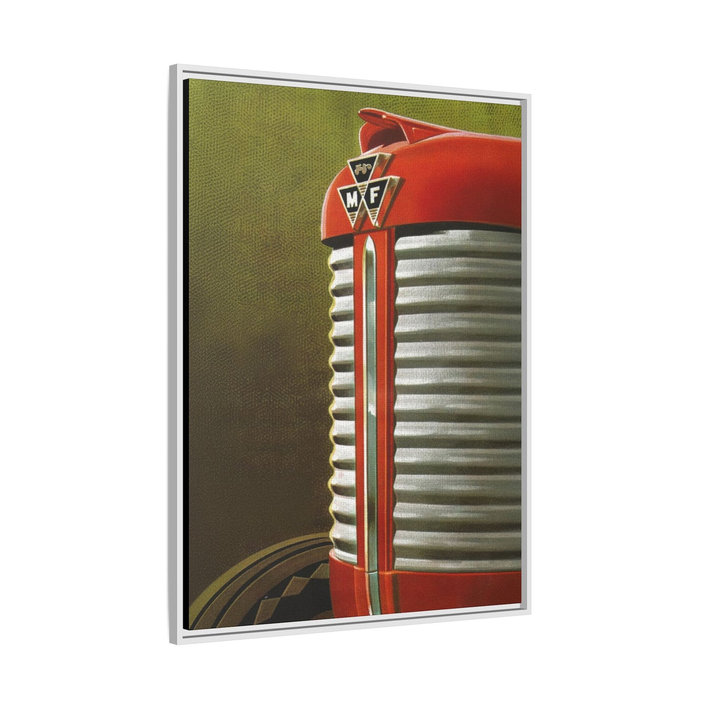 Vintage Red Tractor Grill Matte Canvas Framed | Farm Machinery Wall Art
