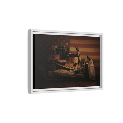 Patriotic D10T Classic Dozer | Framed Wall Art on Stretched Canvas