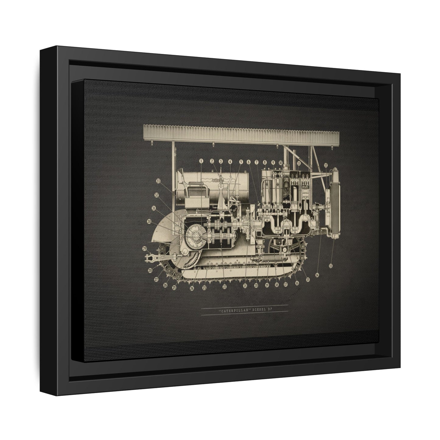 Vintage D7 Crawler Cutaway | Framed Wall Art on Matte Canvas
