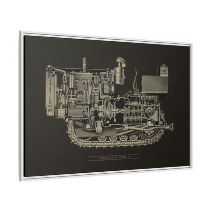 Vintage D4Tractor Crawler Cutaway Drawing | Framed Wall Art on Canvas
