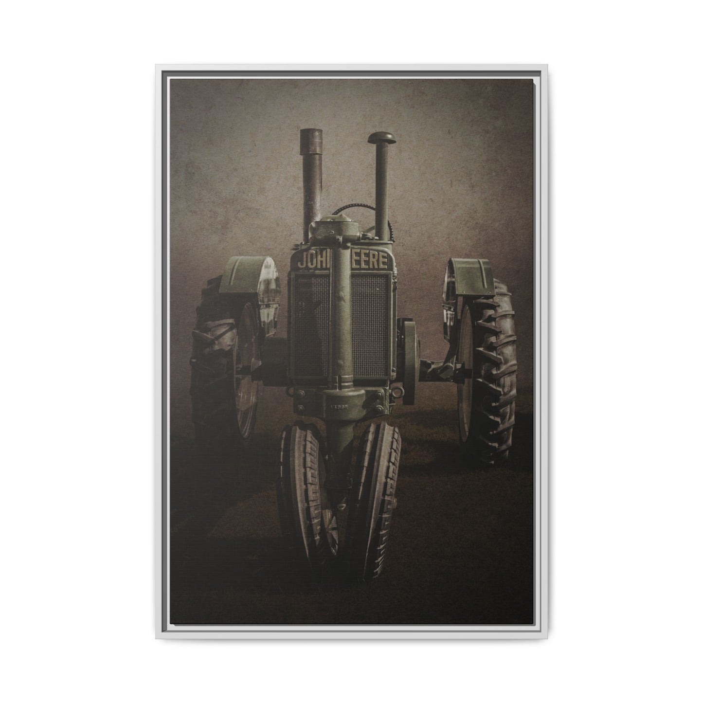 Vintage John Deere Model A Tractor Front View | Framed Wall Art on Stretched Canvas