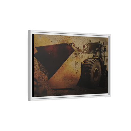 Front Loader Bucket Action | Gold |  Framed Wall art on Stretched Canvas