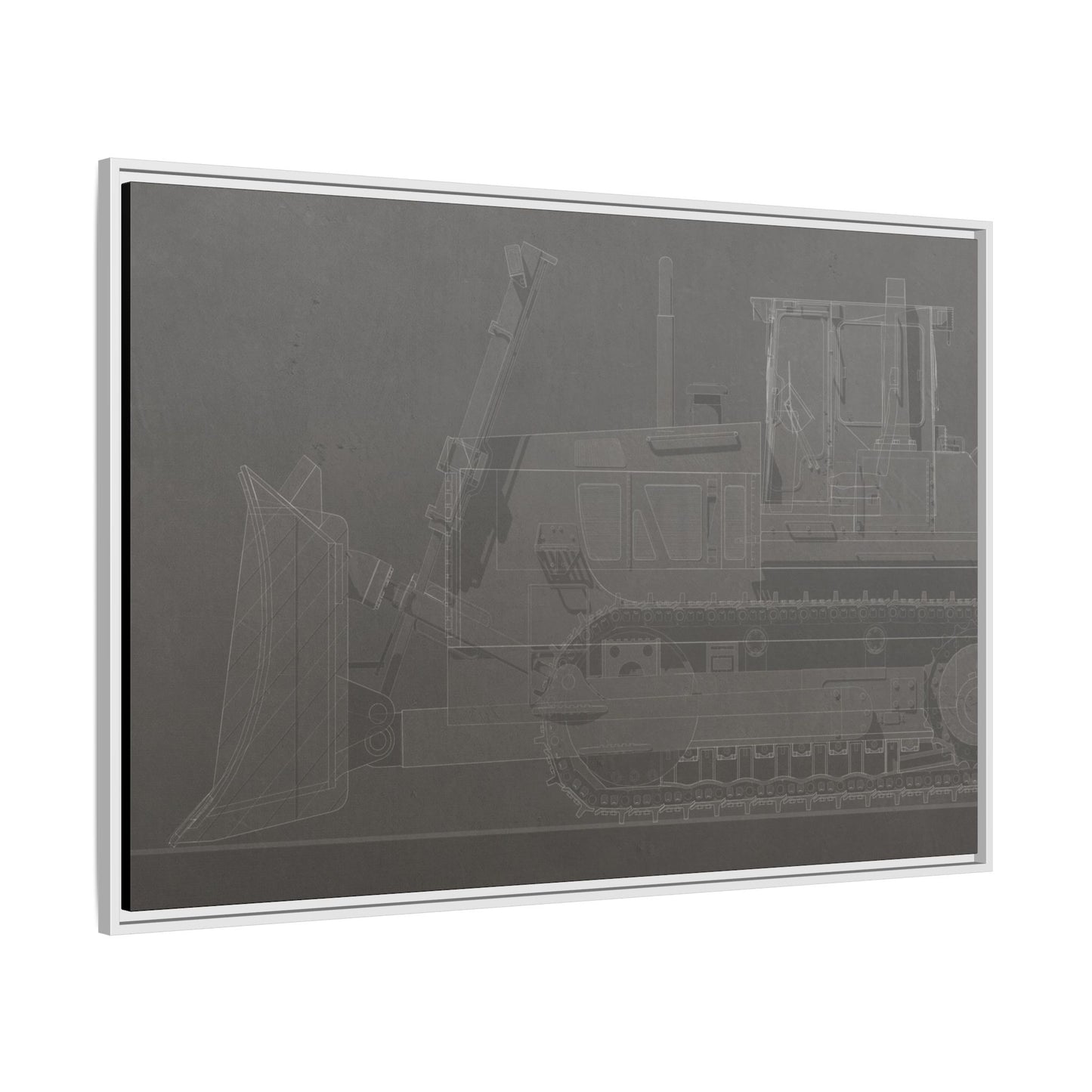 D2 Dozer Side View Technical Drawing | Framed Photo Wall Art on Canvas