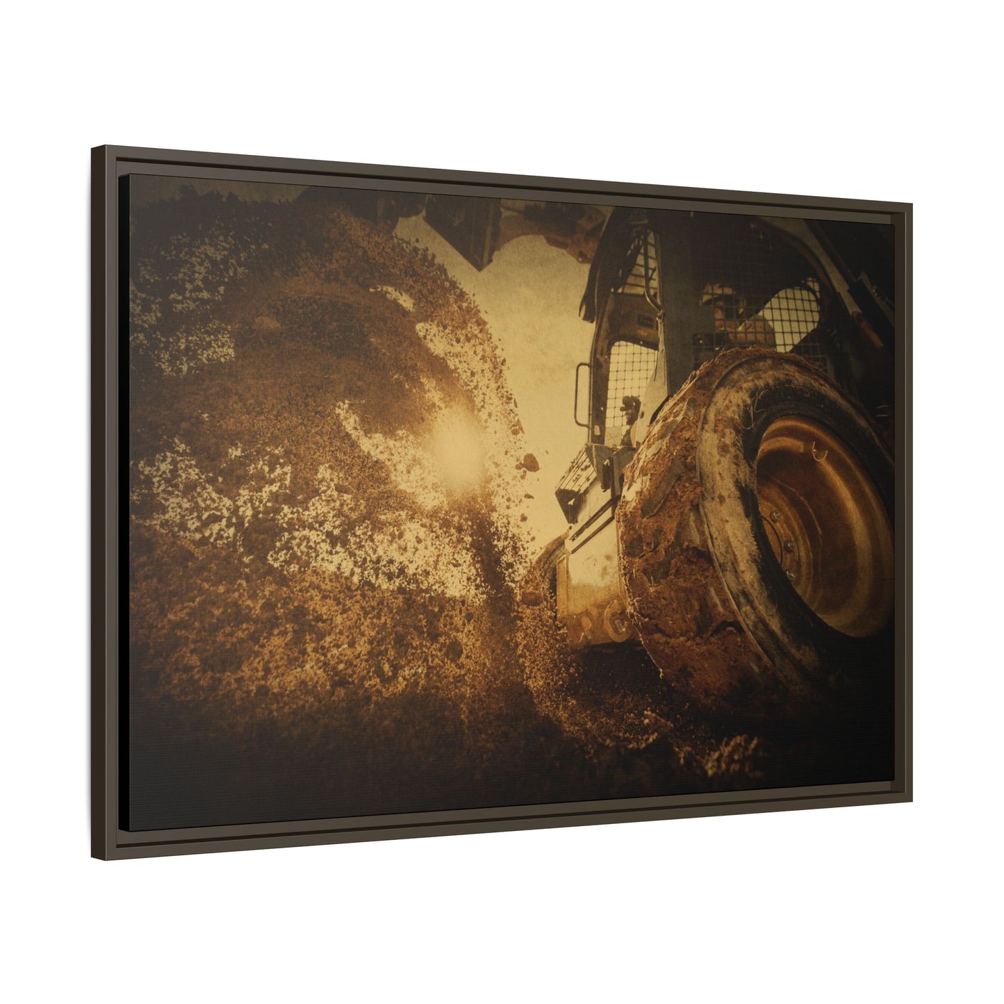 Boring Skid Steer Action | Framed Photo Wall Art on Canvas