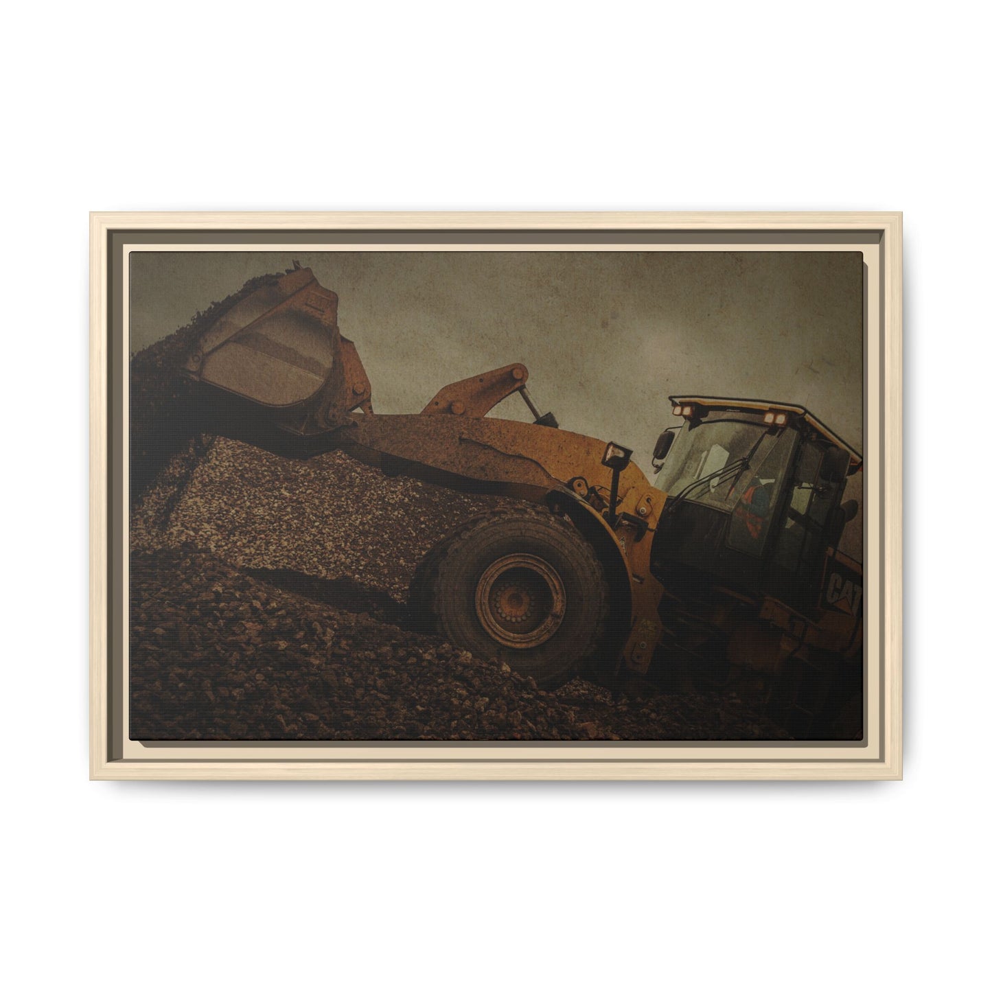 960 Wheel Loader Action| Framed Wall Art on Stretched Canvas