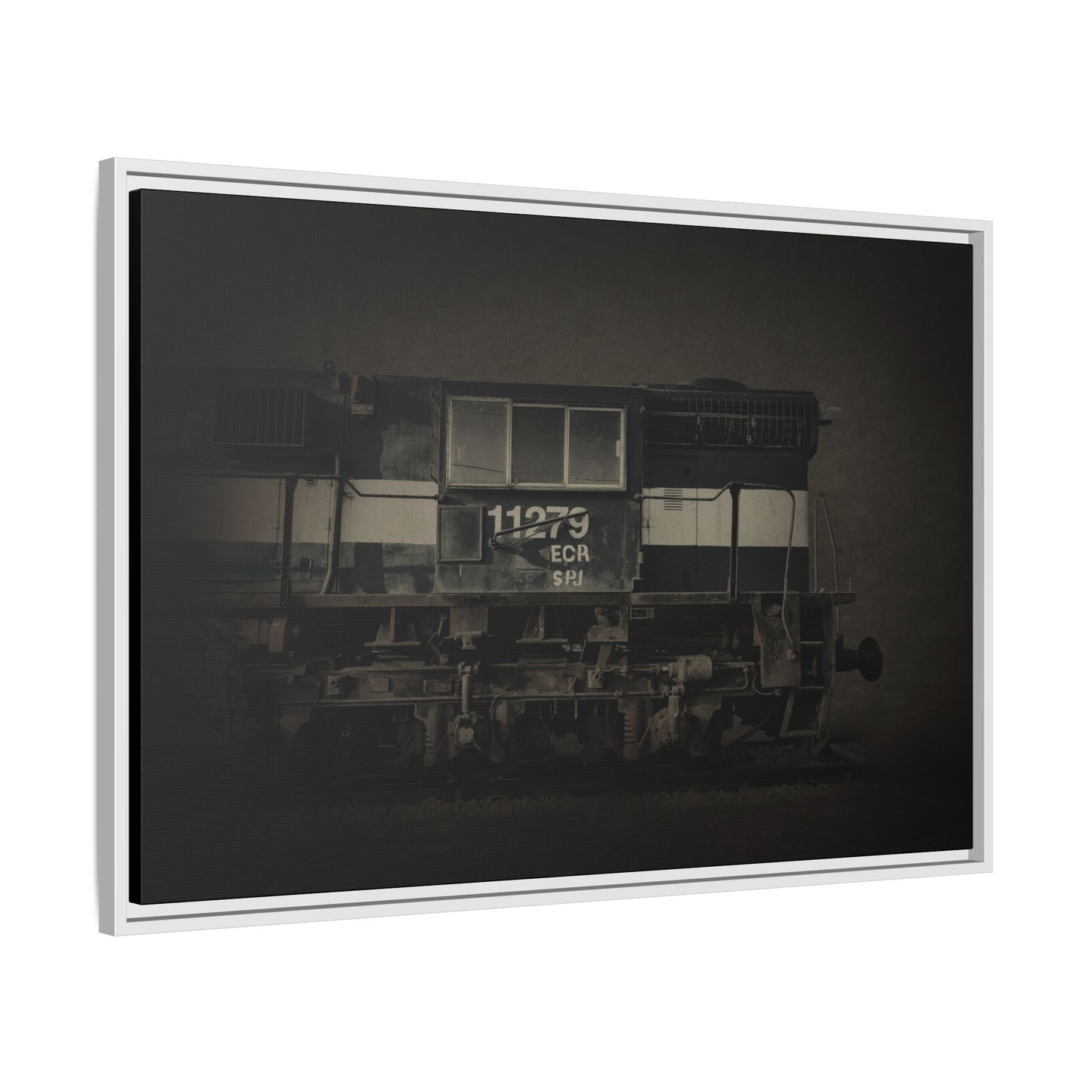 Vintage Diesel Locomotive Engine Matte Canvas Framed