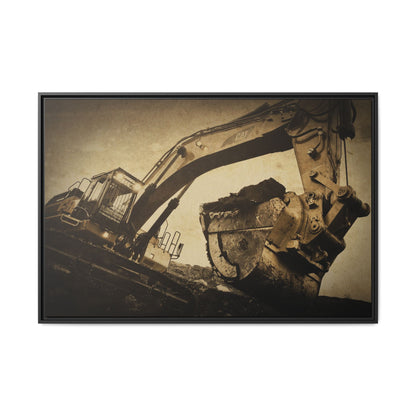 Reaching for Rocks Excavator  | Photo Art on Framed Canvas