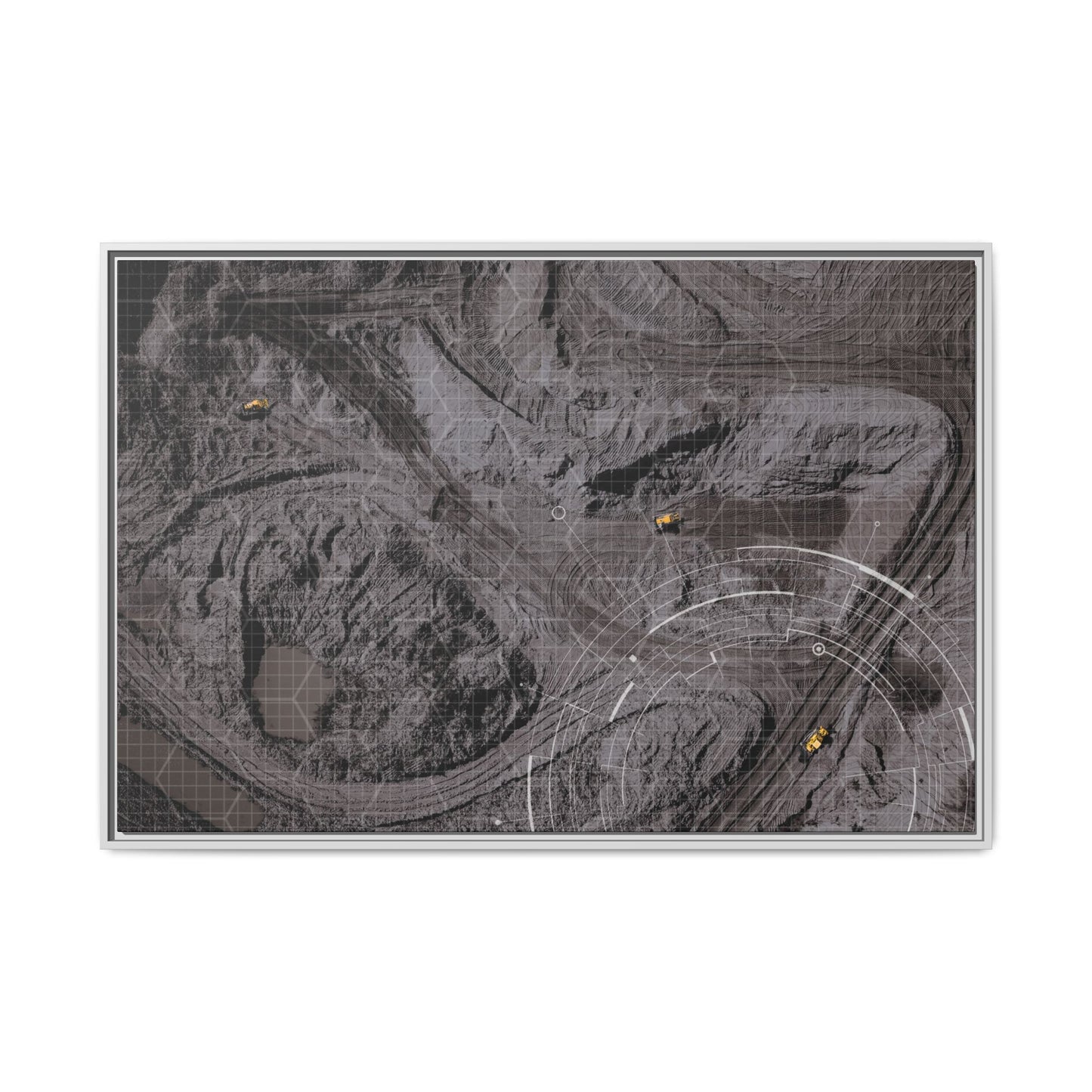 Drone Mining Construction Site - Photo Art Framed on Stretched Canvas