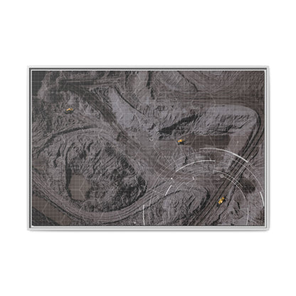 Drone Mining Construction Site - Photo Art Framed on Stretched Canvas