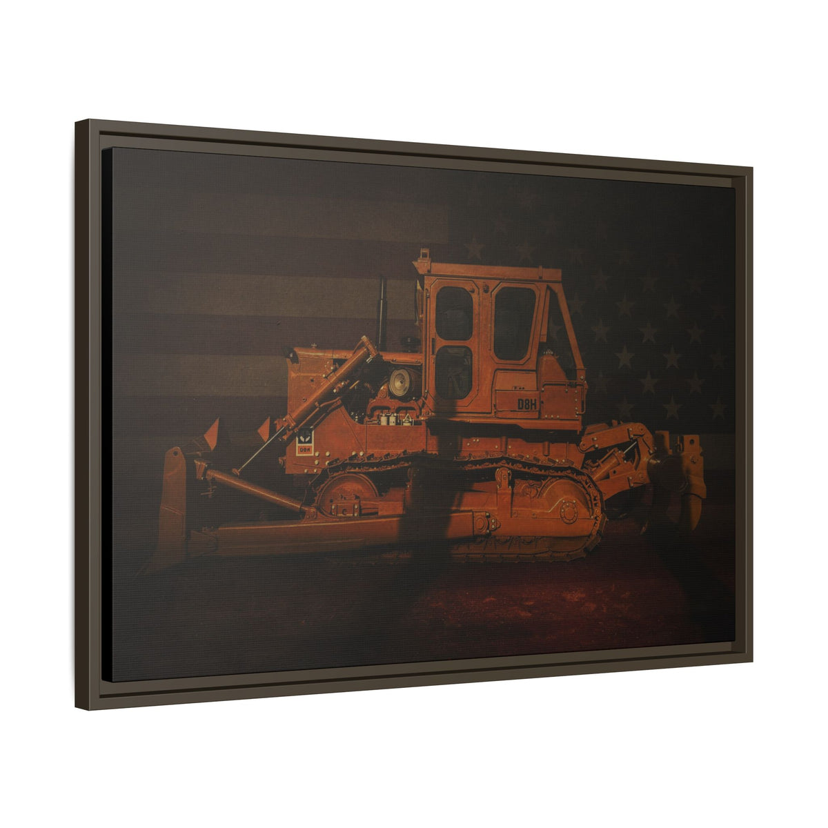 Patriotic D8H Classic Dozer | Framed Wall Art on Stretched Canvas