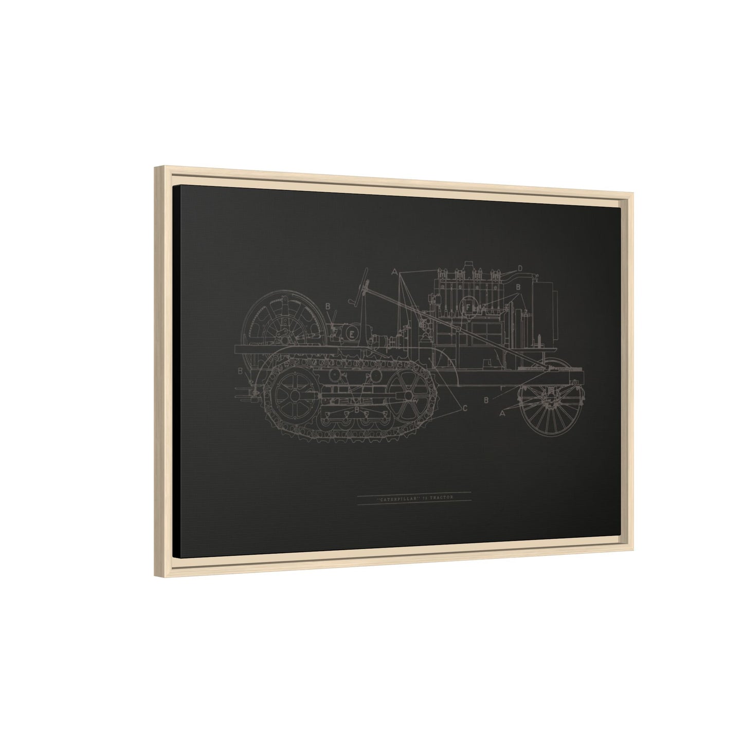 Vintage HOLT Tractor Patent Drawing Industrial Artwork | Framed Wall Art on Stretched Canvas