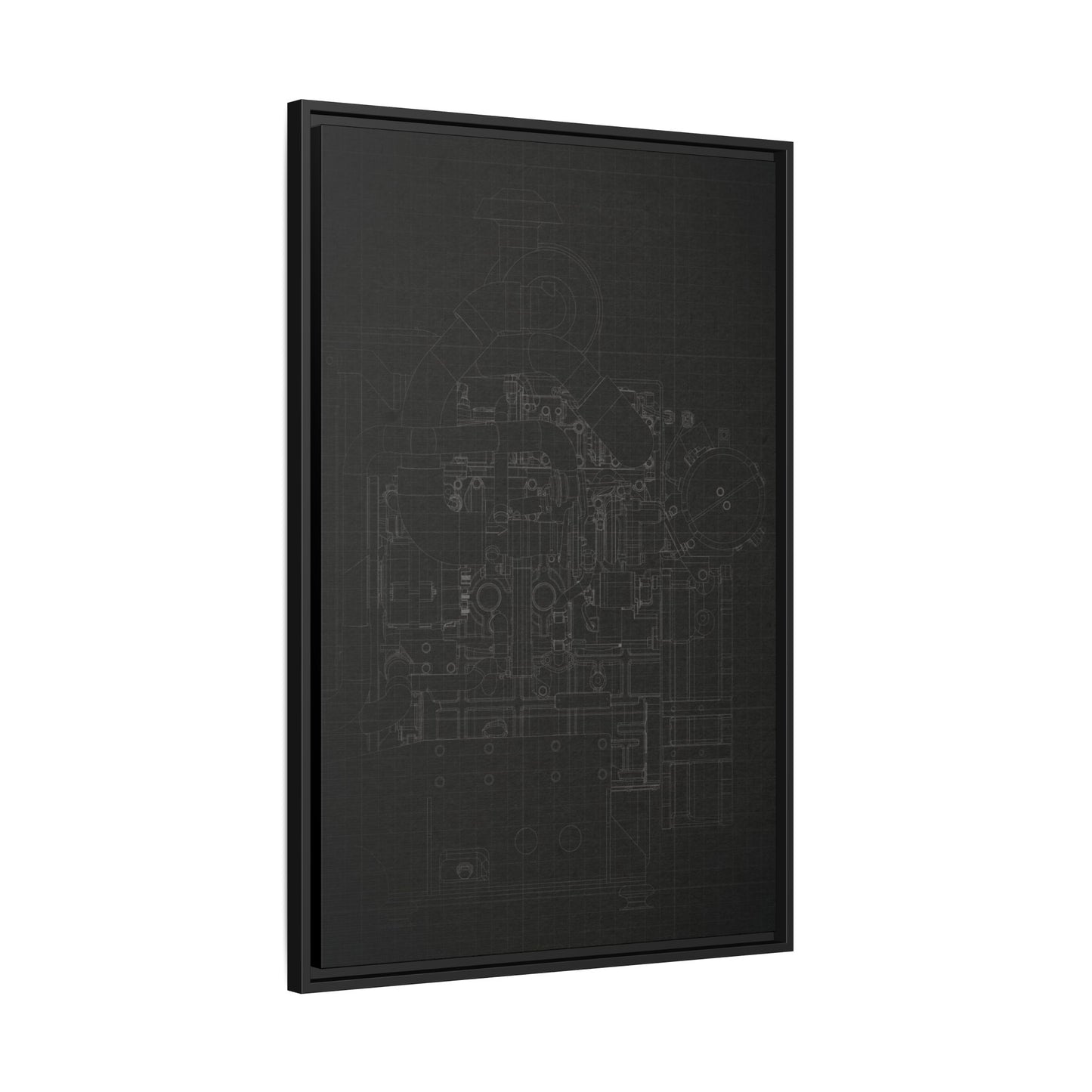 Heavy Equipment Engine Schematic Drawing – Framed Wall Art on Canvas