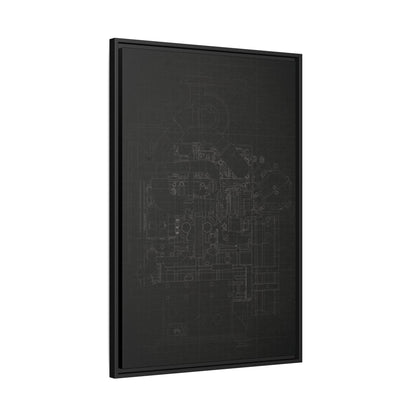 Heavy Equipment Engine Schematic Drawing – Framed Wall Art on Canvas