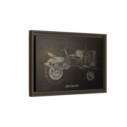 Vintage Massey Harris Pony Cutaway Drawing | Framed Wall Art on Stretched Canvas | Industrial Artwork