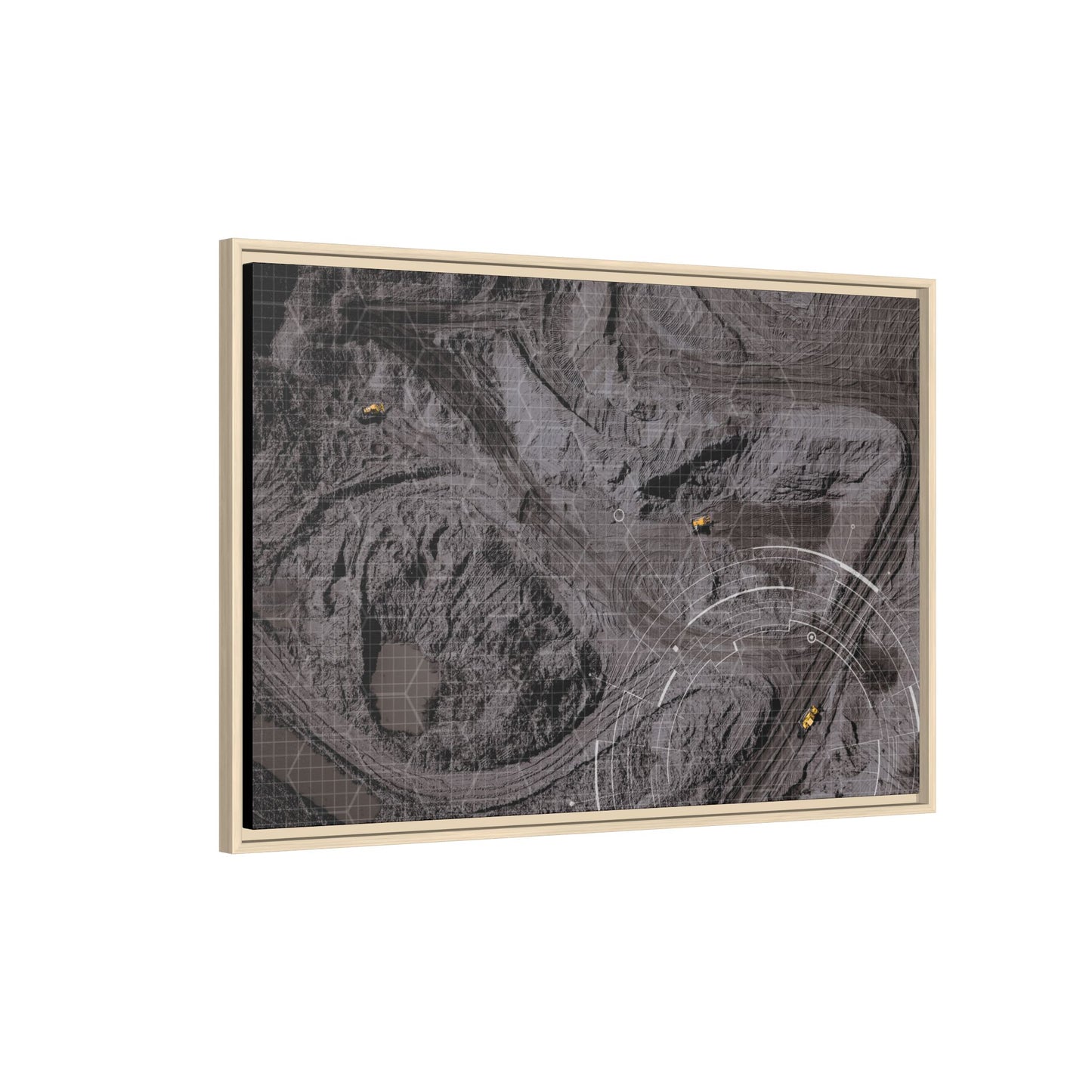Drone Mining Construction Site - Photo Art Framed on Stretched Canvas