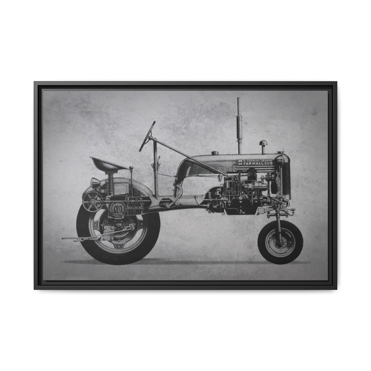 Vintage Farmall Pony Cutaway Drawing | Framed Wall Art on Canvas