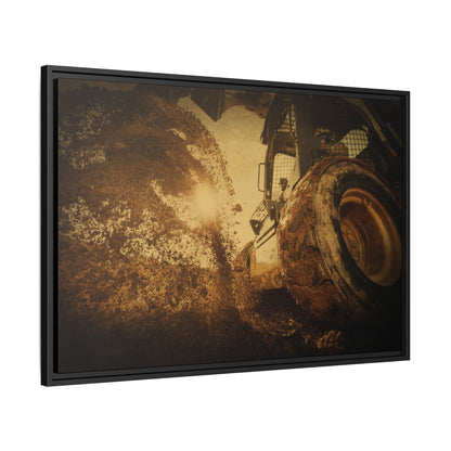 Boring Skid Steer Action | Framed Photo Wall Art on Canvas