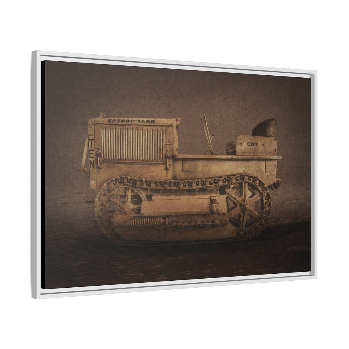 Vintage CAT 10 'TEN' Crawler | Framed Wall Art on Stretched Canvas