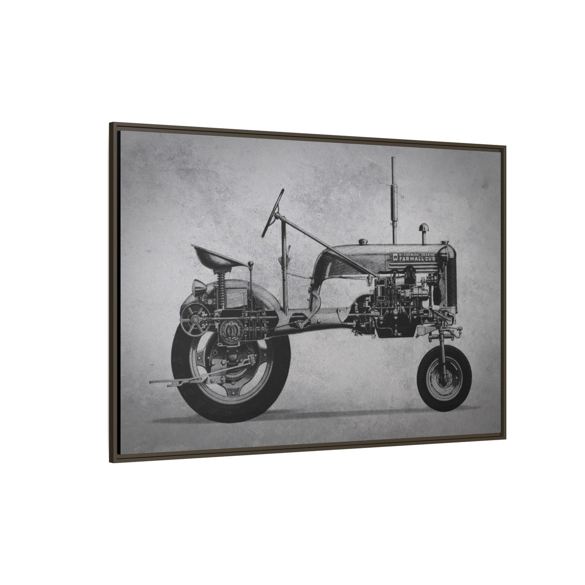 Vintage Farmall Pony Cutaway Drawing | Framed Wall Art on Canvas