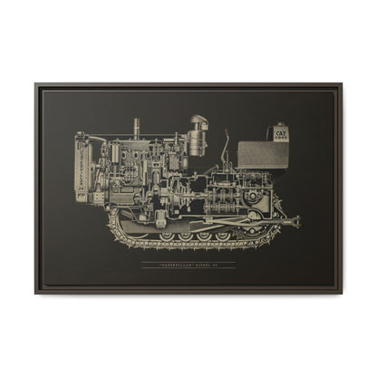 Vintage D4Tractor Crawler Cutaway Drawing | Framed Wall Art on Canvas