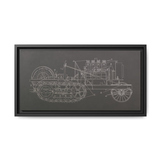 Vintage HOLT Tractor Blueprint Industrial Farm Wall Art on Framed Canvas