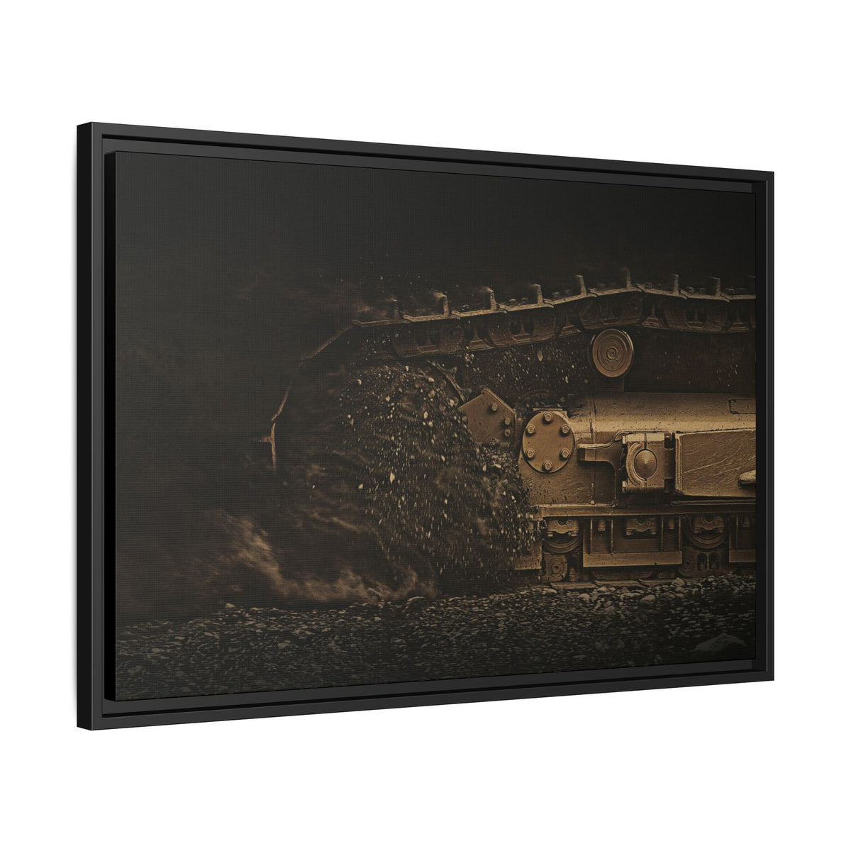 D7E Dozer Undercarriage Action | Framed Wall Art on Stretched Canvas