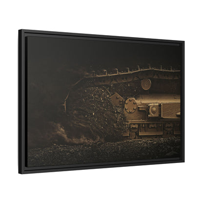 D7E Dozer Undercarriage Action | Framed Wall Art on Stretched Canvas