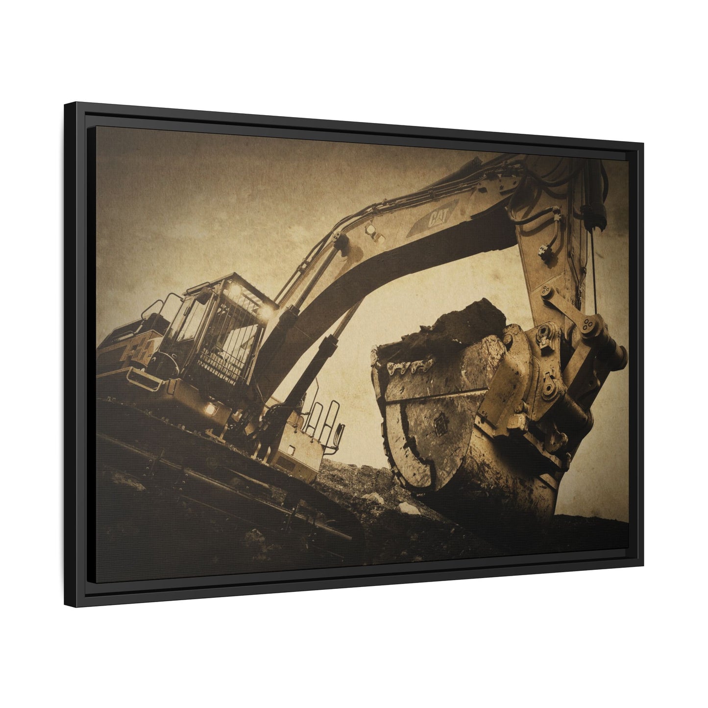 Reaching for Rocks Excavator  | Photo Art on Framed Canvas