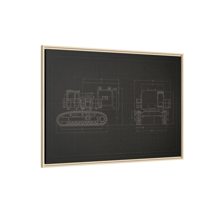 601 Excavator Drawing, Framed Wall Art on Canvas