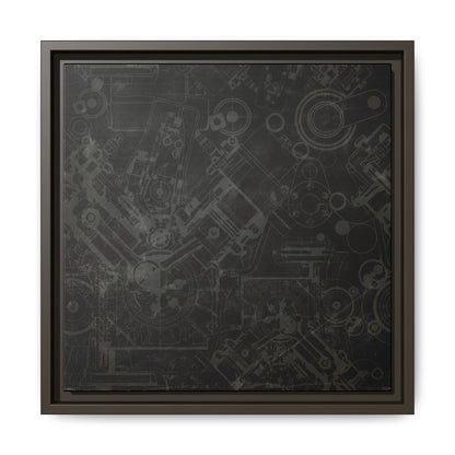 Engine Schematic Drawing Front View - Industrial Art - Framed on Canvas