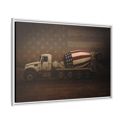 Patriotic Concrete Truck| Framed Wall Art on Stretched Canvas