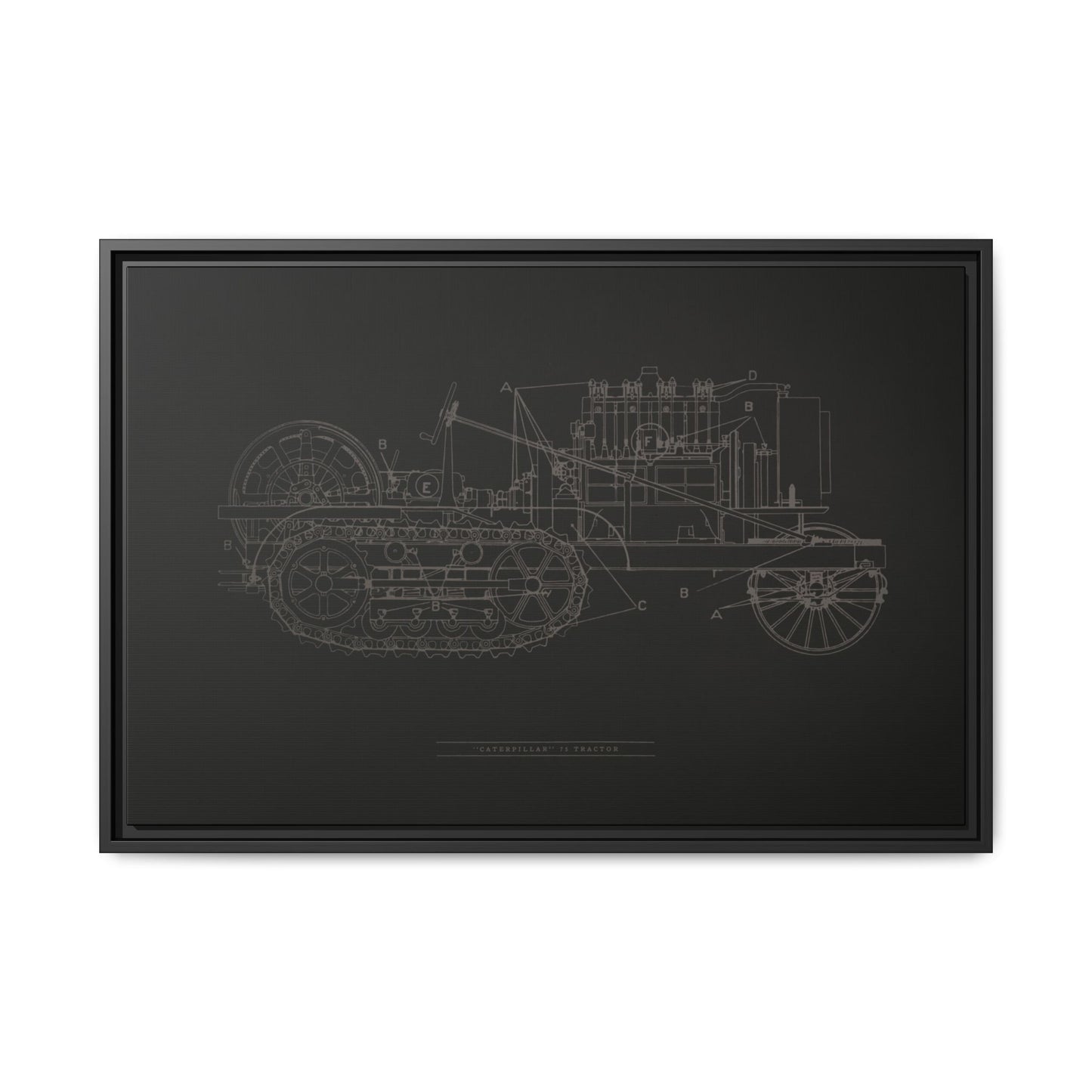 Vintage HOLT Tractor Patent Drawing Industrial Artwork | Framed Wall Art on Stretched Canvas