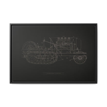 Vintage HOLT Tractor Patent Drawing Industrial Artwork | Framed Wall Art on Stretched Canvas