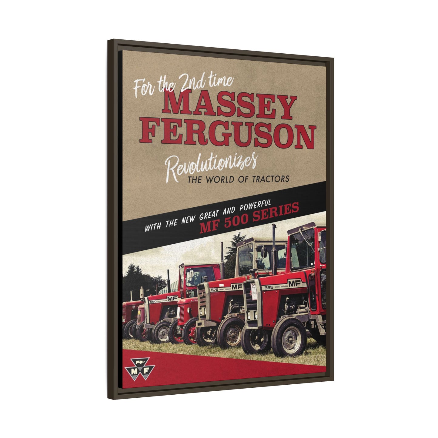 Massey Ferguson MF500 Revolution Vintage Advertisement  Framed Wall Art on Canvas | Vintage Farm Sign