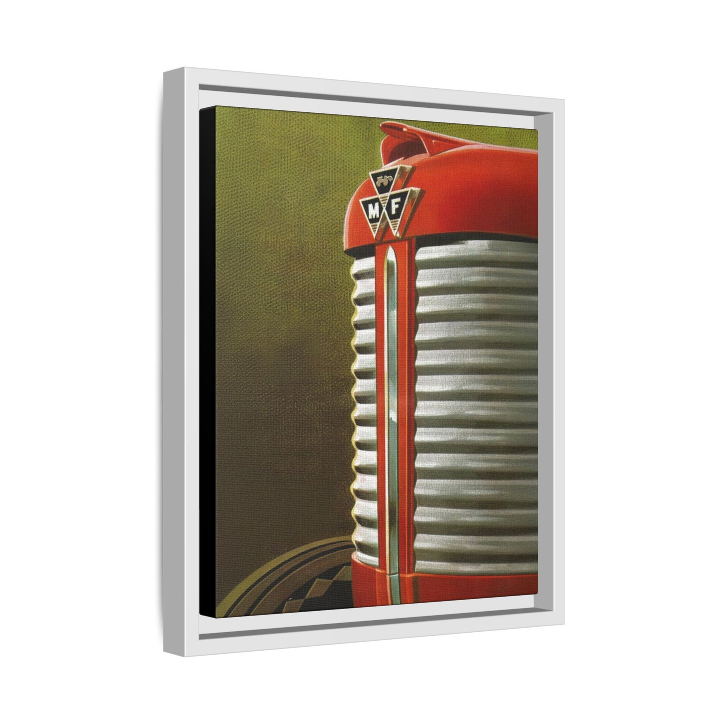 Vintage Red Tractor Grill Matte Canvas Framed | Farm Machinery Wall Art