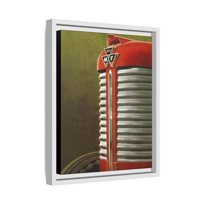 Vintage Red Tractor Grill Matte Canvas Framed | Farm Machinery Wall Art