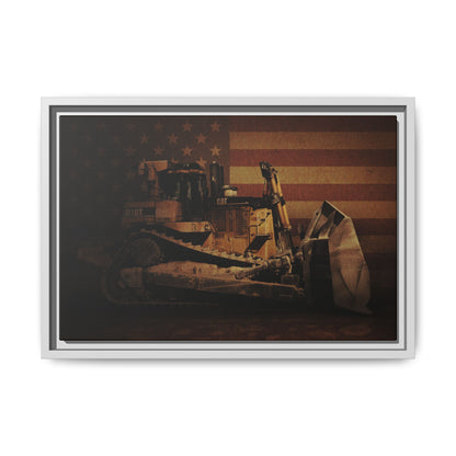 Patriotic D10T Classic Dozer | Framed Wall Art on Stretched Canvas