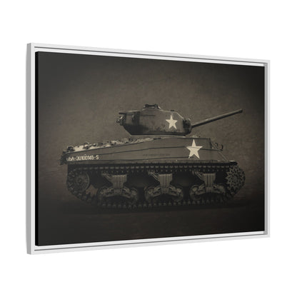 Vintage WWII  Sherman Tank, Double Star, Photo Wall Art on Framed Canvas
